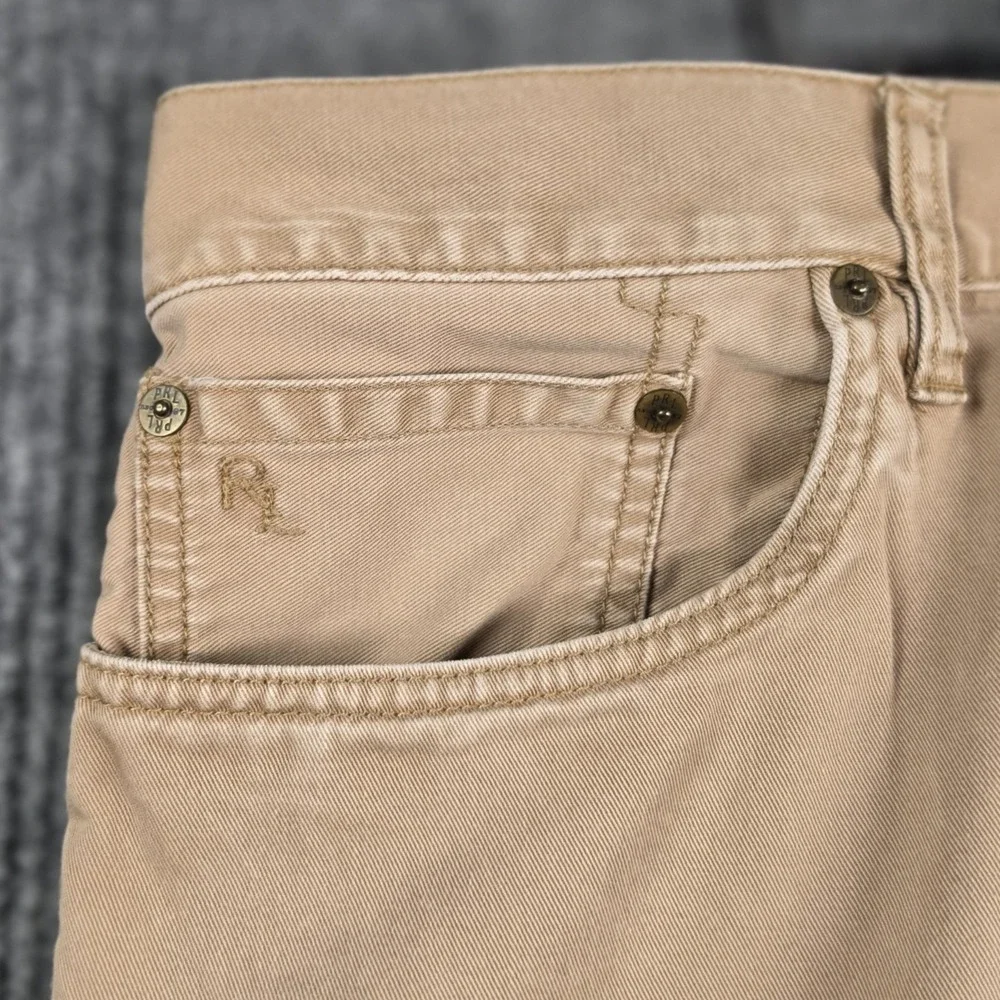 Polo Ralph Lauren Straight 650 Pants Mens 42x32 Khaki Tan Cotton Denim Style Y2K
